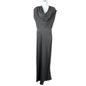 Zara Maxi Satin effect grey gown cocktail dress Blogger fav 90s Y2K‎ sz L